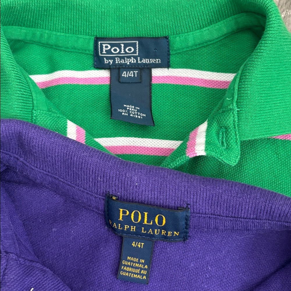 2 BOYS Ralph Lauren Green and Purple Polo Shirts- size 4T - Picture 4 of 6